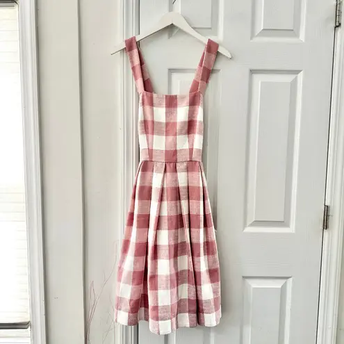 Gal Meets Glam Polly Pink White Gingham Checkered A Line Sun Dress 2 Girly Femme