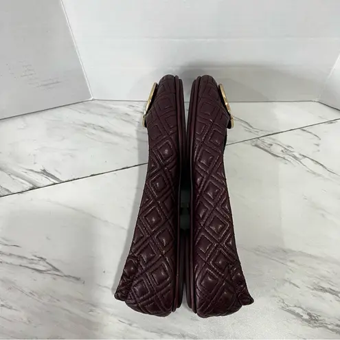 Tory Burch  Size 6.5 Quilted Minnie Travel Ballet Leather Shoes Burgundy Maroon - Image 8