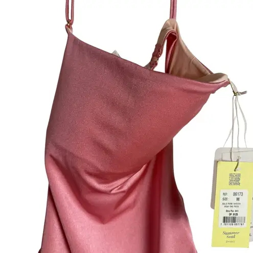 KIBYS Roxy Rose Garden Pink One Shoulder One Piece Swimsuit Size Medium