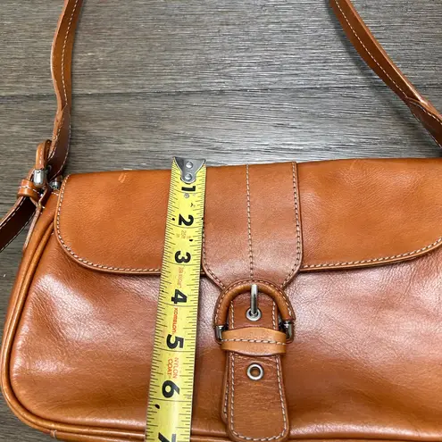 Etienne Aigner Genuine Leather Shoulder Bag Triple Compartments Buckle snap flat