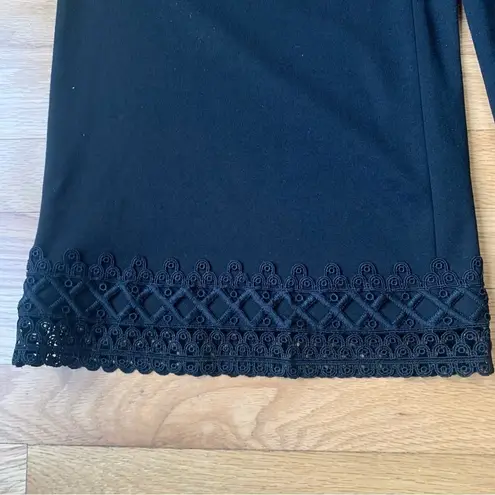 NWT LE GALI Crochet Lace Trim Cropped Wide Leg Lyle Pants Size Small Boho Hippie Black