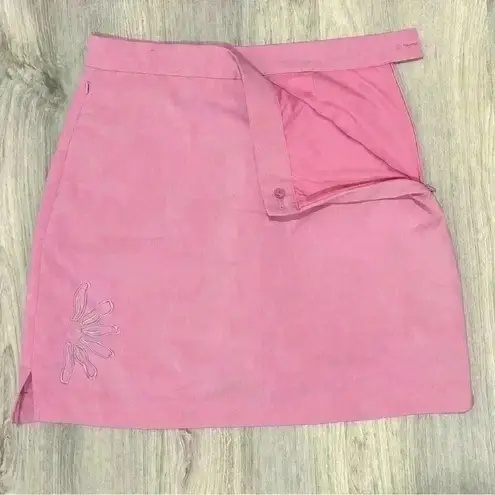 Monterey Club Women’s Golf Athletic Skort Pink Embroidered Flower Zip Size 8