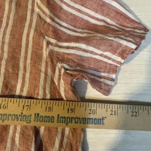 Christian Siriano 100% Linen SS Shirt Top Striped Boho Lagenlook Festival Beach Size M
