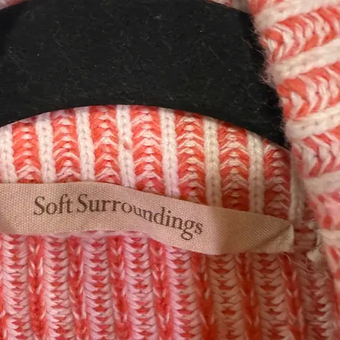 Soft Surroundings Women's Small Pink Striped Cowl Neck Knit Sweater