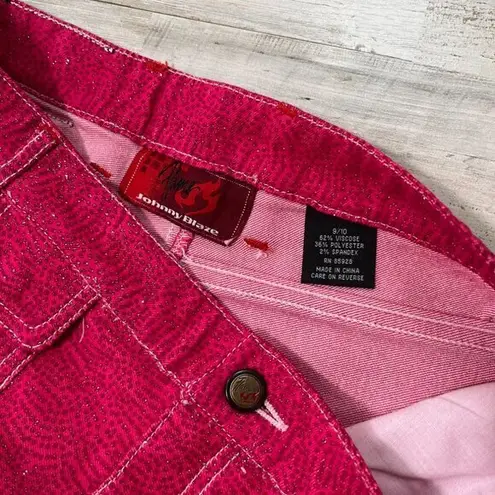 Y2k Johnny Blaze Flame Deadstock Bright Pink Glitter Mini Skirt Womens 9/10