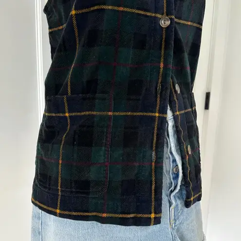 Jones Wear Sport Country Weekend Vest Plaid velour 100 cotton Green Medium