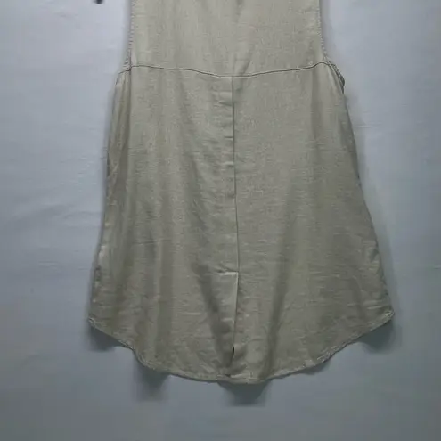 Ellen Tracy LINEN BLEND HI/LO TOP W/TASSEL ZIPPER TANK S OATMEAL COLOR PREOWNED