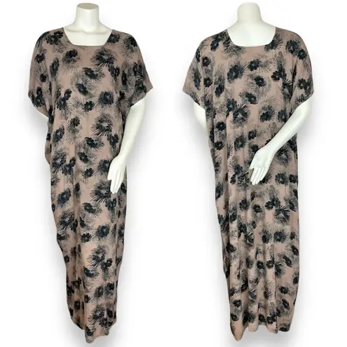 Handmade Kaftan Dress Neutral Tropical Floral Subtle Flaws Caftan Brown Maxi Size undefined