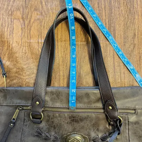 Ellen Tracy NWOT Women's Western Faux Leather Brown Tote Bag Brass Hardware