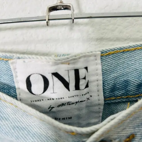 One by One Teaspoon Romeos Light Wash High Rise Blue Jean Short Sz 26 Micro Mini