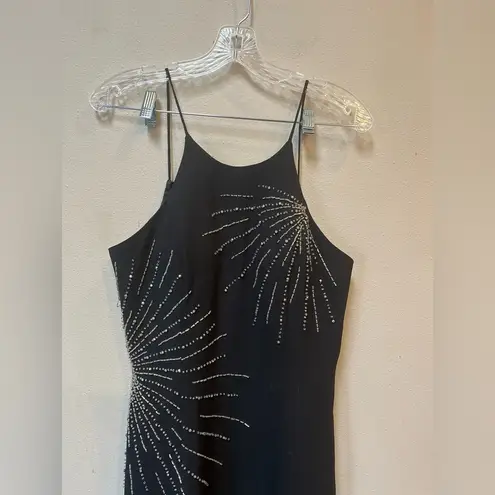 Vintage 90s May Queen Black Sequin Maxi Dress – Size 8 – Holiday Party / Formal