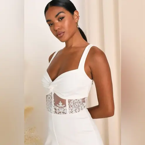 Lulus LULU’S Adore The Feeling White Sheer Lace Bustier Twist-Front Jumpsuit - Image 5