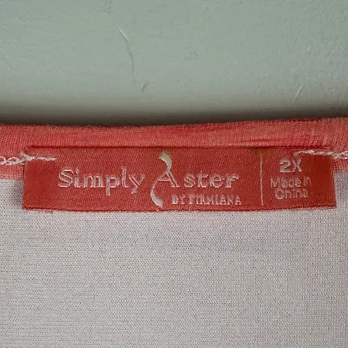 Simply Aster By Firmiana Top Women's 2X Pink White Honeycomb Print Asymmetrical Size XXL