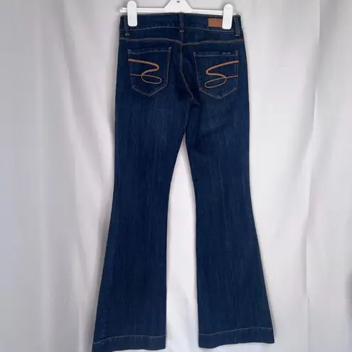 Seven7  Dark Wash Denim Blue Sexy Flare Non Destructed Jeans Size 28