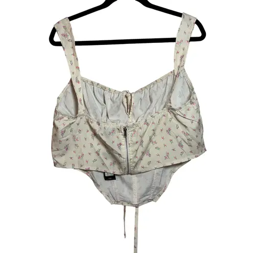 Pretty Little Things Plus Yellow Ditsy Floral Tie Front Corset Top Size 14 NWT