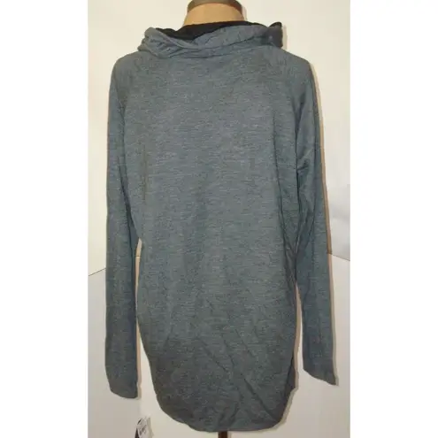 NWT New Designer Josie Natori Top Blouse Black Gray Womens S Long Sleeves Cowl