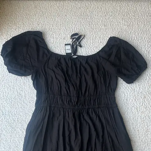 City Chic Erica Jumpsuit Wide Leg Tassel Ties Puff Sleeve Black XL / 22