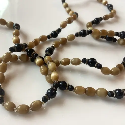 Vintage Tan & Black Beaded Necklace
