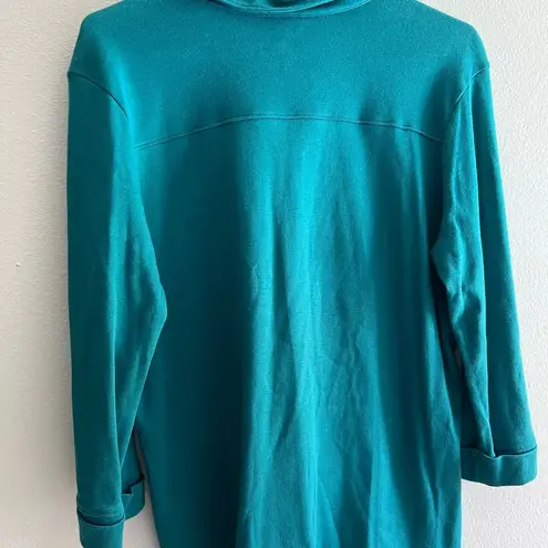 L.L.Bean Vintage  teal green blue button shirt size Large.