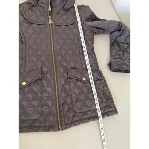 Michael Kors  Taupe Tan Brown Quilted Barn Chore Coat Puffer Jacket Small