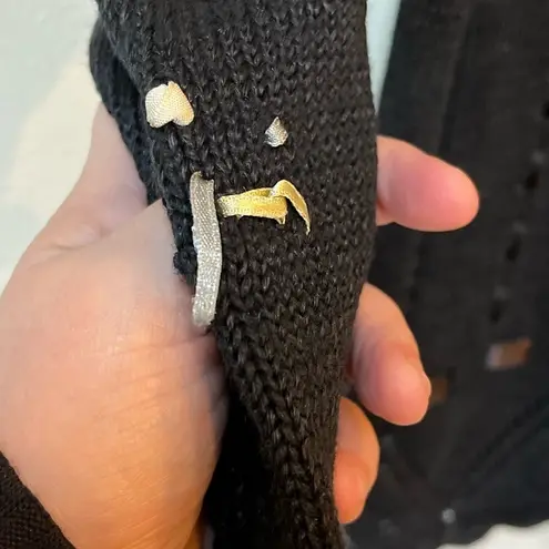 Vintage Black Embroidered Floral Sweater L Ramie Cotton 90s Size L