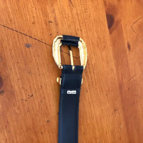 Cipriani Belt Glazed Cowhide On PVC Lining Black Gold Tone Buckle Size Large