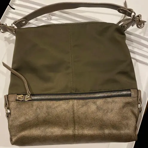 Sondra Roberts 🍂 Squared Olive Green Bronze Shoulder Bag Hobo Tote Convertible - Image 1
