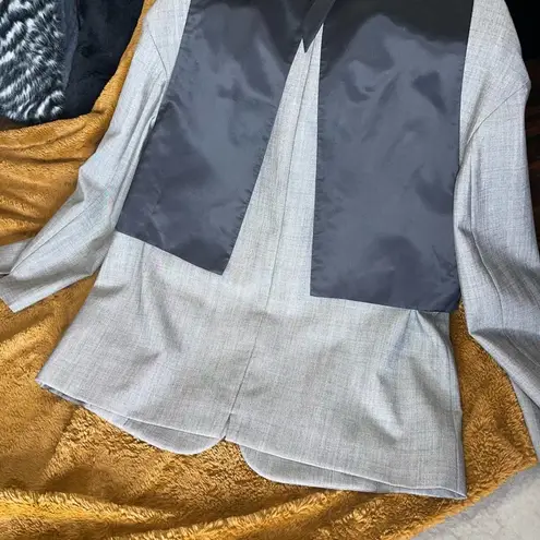 Alexander Wang Mohair Blazer With Leather Vest In Grey