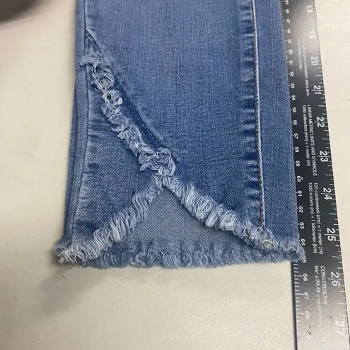 Judy Blue Junior Women’’s(Teens) Skinny Jeans Denim Fringe Tulip Hem Size 11 Blu