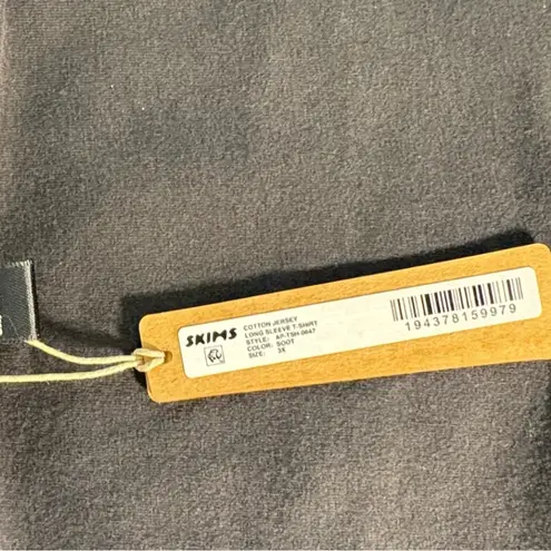 SKIMS Cotton Jersey Long Sleeve T-Shirt Women’s 3X Black Soot Stretch Basic NWT