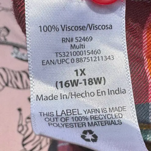 Terra & Sky plus size red flannel 90s throwback plaid button down / 1X / EUC