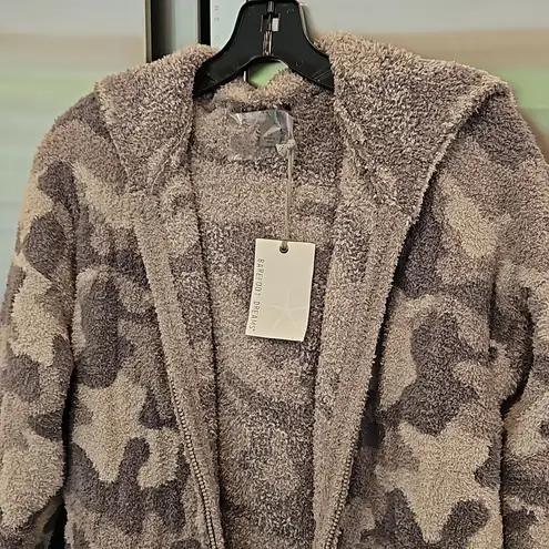 Barefoot Dreams 💕💕 CozyChic Camo Zip Up Hooded Anorak ~ Warm Gray Color XS NWT