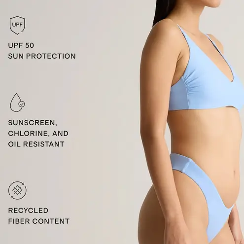 Quince NWT Women's Clear Blue Sky Bikini Top Sz S -
Sold out online