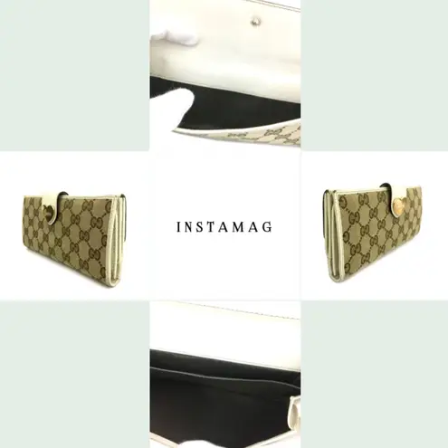 Gucci Heart GG Logo Canvas Leather Long Bifold Wallet 🍀