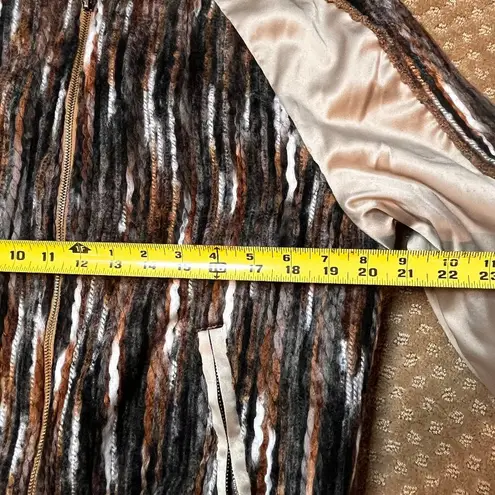 BNCI Boundless North Clothing Intl Brown Bomber Jacket Boho Unique SZ S Satin