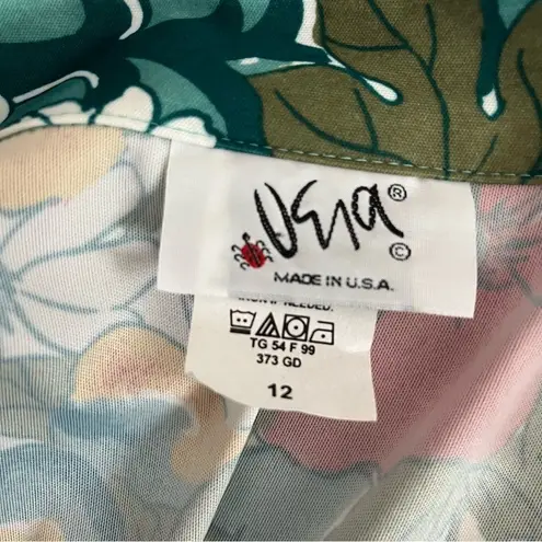 Vera VINTAGE Women’s Floral Shirt Fabric Buttons Bold Print Size 12 Made in USA