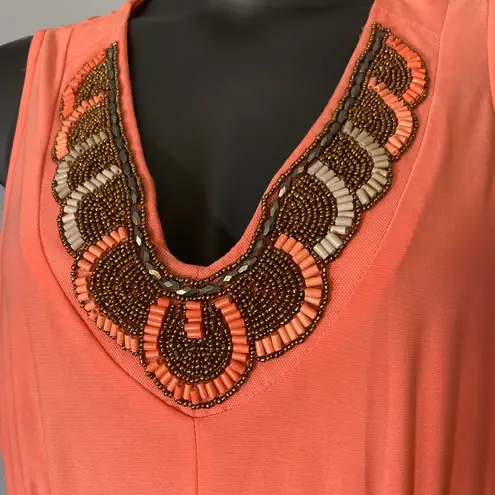 Ny Collection orange beaded maxi dress