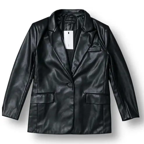 Endless Rose M Black Faux Leather PU Oversized Blazer Jacket Y2K Mob Wife NWT