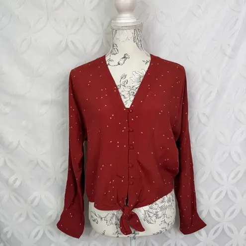 Rails Sloane Top Rogue Gradient Stars Button Shirt Size XS Tie Front Blouse - Image 4