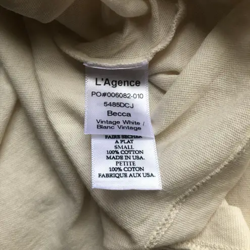 L'Agence Becca Vintage White Shirt V-neck Short Sleeve Women's Petite Small NWT