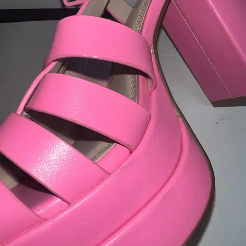 BP Hot Pink Platform Chunky Strap Gladiator High Heels