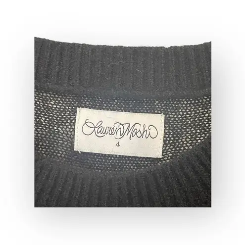 Lauren Moshi ᨎ Ladona X White Mouth Lightweight Knit Cashmere Sweater ᨎ Black S