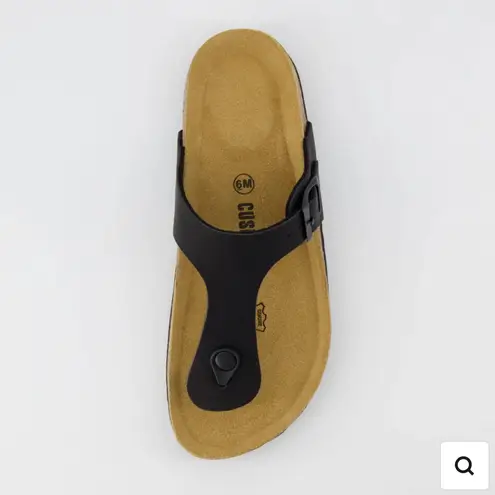 Cushionare Cushionaire Leah Cork Footbrd Thong Sandals in Black