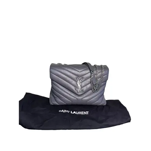 Saint Laurent Medium Loulou Quilted Leather Bag in Storm w/Silver Hardware