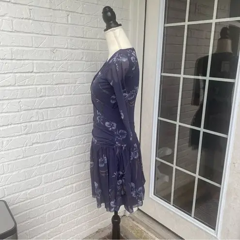 Ganni Etsu Mesh Surplice Floral Dress Lightly Pleated Wrap Front Ballercore S