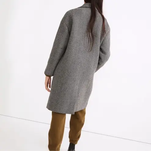 Madewell Women’s  Averdon Coat in Herringbone Black White Insuluxe Fabric Size XS