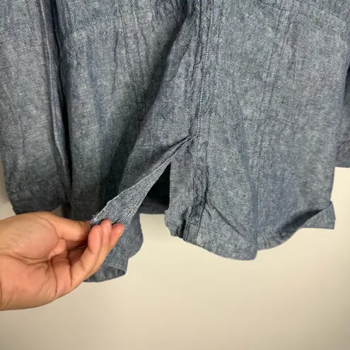 Coldwater Creek 100% Linen Oversized Button Down Shacket Jacket Blue Size 2X - Image 9