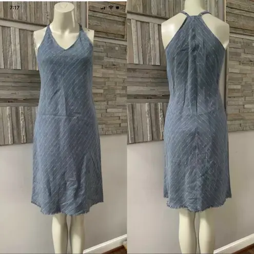 Anthony Thomas Melillo ATM Racerback Linen blend shift dress in Indigo Stripe XS