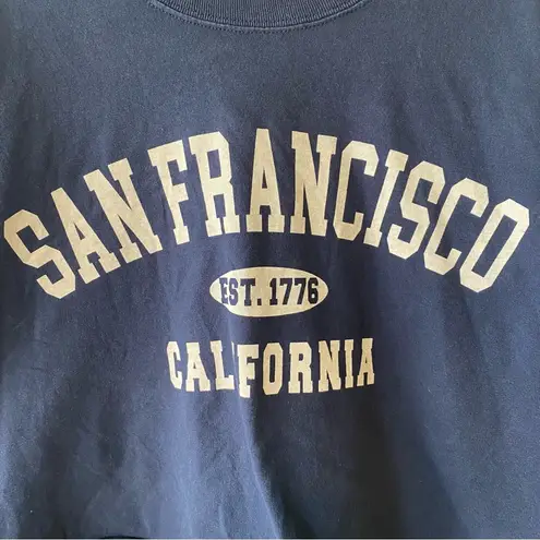 Full Tilt  Navy Blue Short Sleeve Cropped Top San Francisco Graphic T-shirt Sz L