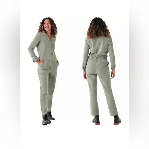 Faherty Womens Overland Twill Jumpsuit Size Small Olive Green Utility Flight S